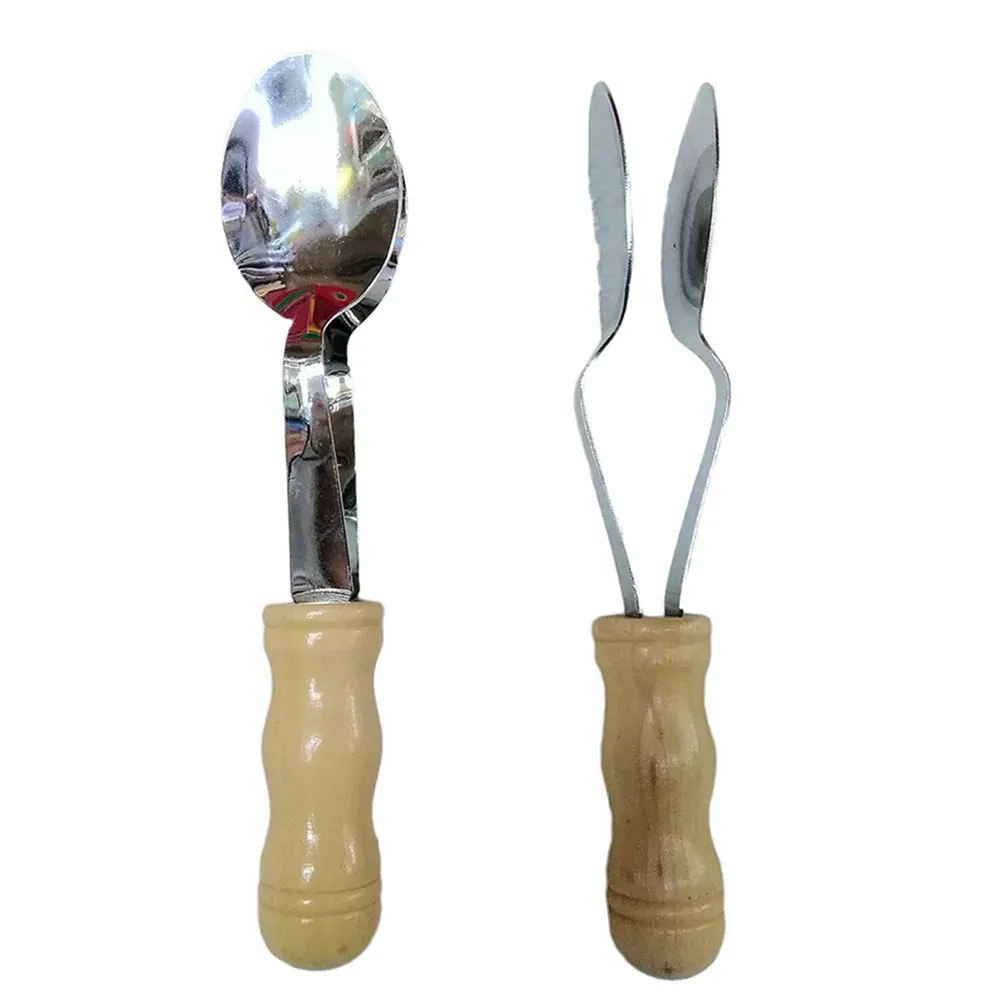 Cuillères musicales irlandaises à manche en bois, instrument de percussion 8 pouces, métal et bois, idéal pour cadeaux et cours de musique 6