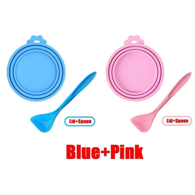 Couvercle en silicone réutilisable pour nourriture pour animaux avec cuillère intégrée, portable, avec bouchon et joint, pour chiens et chats 13