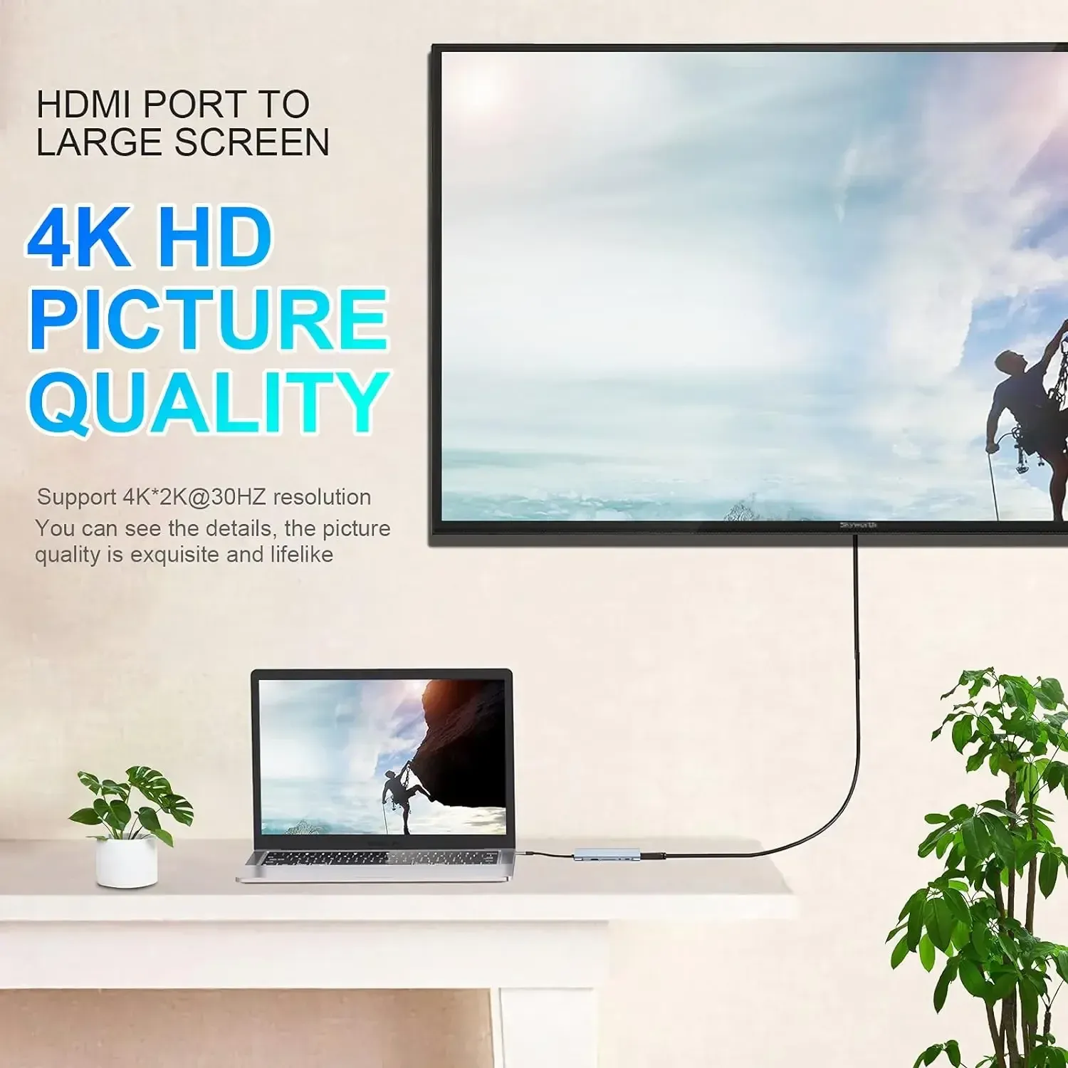 Hub USB-C avec lecteur de cartes 4K HDMI, VGA, USB-C PD, RJ45, SD et TF pour MacBook Pro/Air M1 et iPad 4