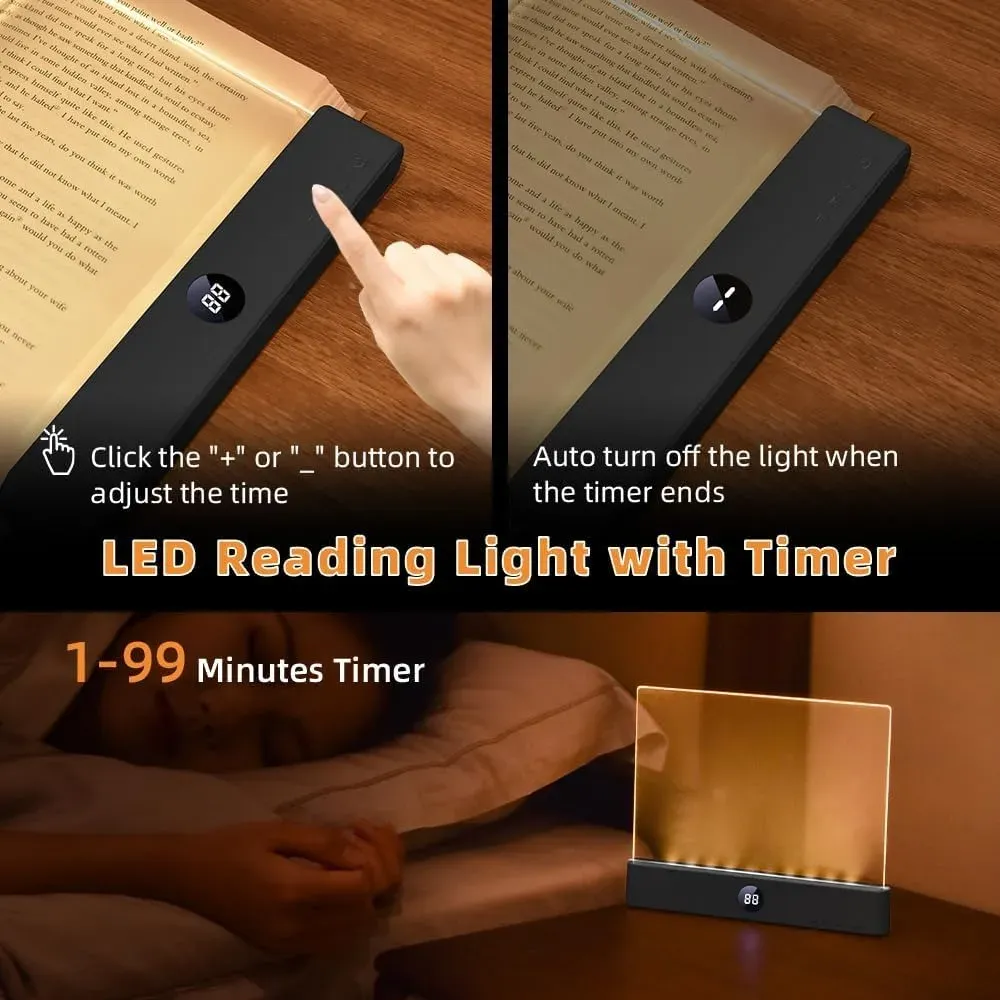 Lampe de lecture LED USB rechargeable à panneau plat, protection des yeux et vision nocturne, 2 en 1 avec veilleuse, idéale pour les étudiants, usage intérieur 3