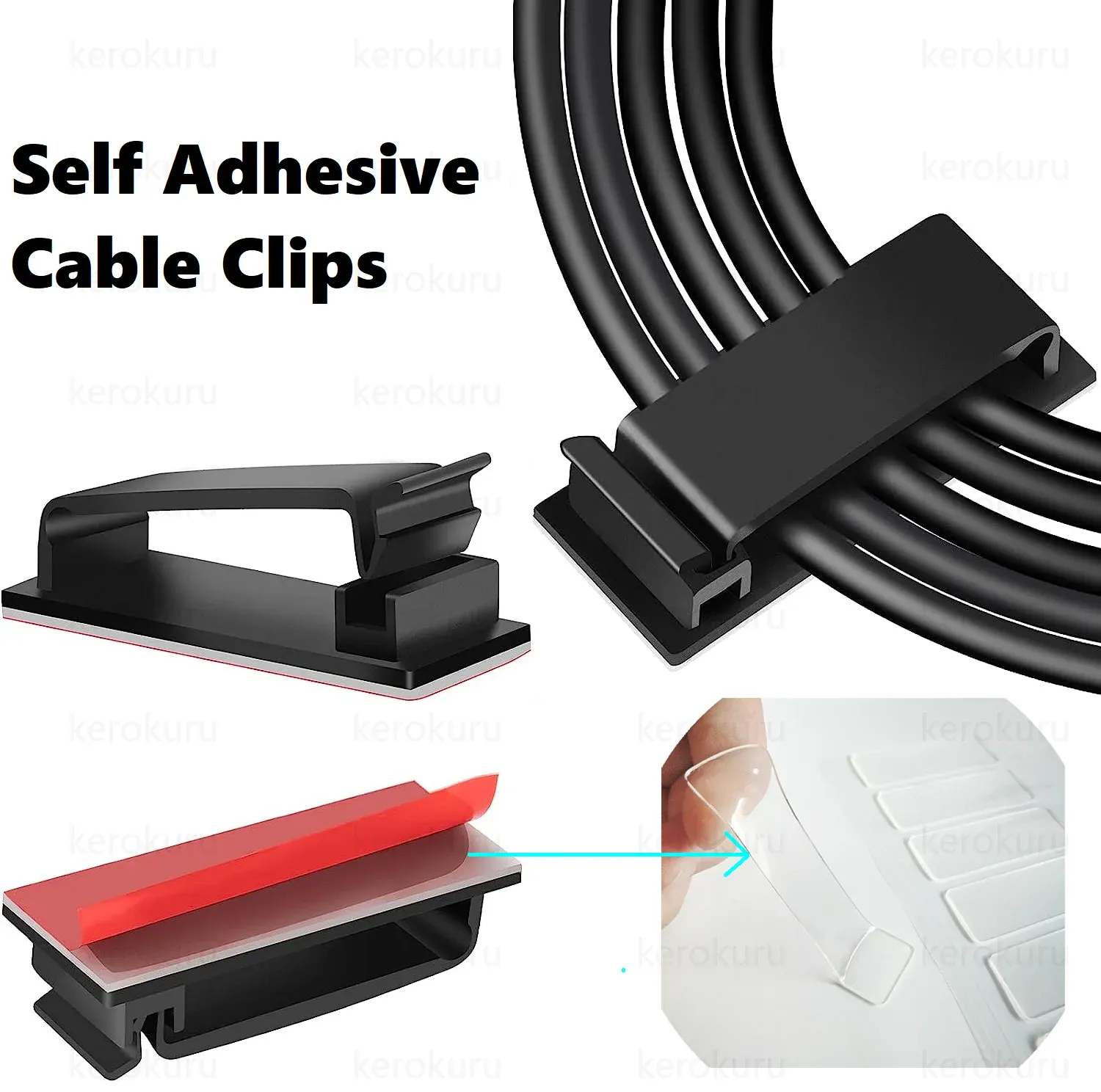 Clips adhésifs de gestion des câbles, organisateurs de câbles, attaches de fixation pour câbles, supports de câbles pour téléviseur, PC et Ethernet, idéal sous le bureau, pour la maison et le bureau. 1
