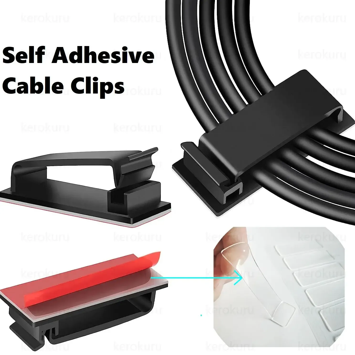 Clips de gestion des câbles autocollants