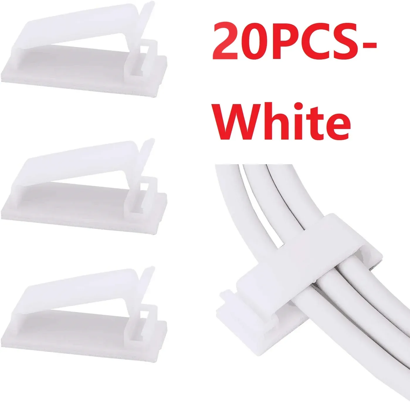 Clips adhésifs de gestion des câbles, organisateurs de câbles, attaches de fixation pour câbles, supports de câbles pour téléviseur, PC et Ethernet, idéal sous le bureau, pour la maison et le bureau. 10