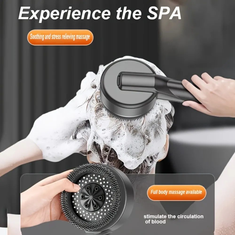 Pommeau de douche autonettoyant 4 modes avec brosse en silicone, arrêt une touche et filtre haute pression en ABS 4