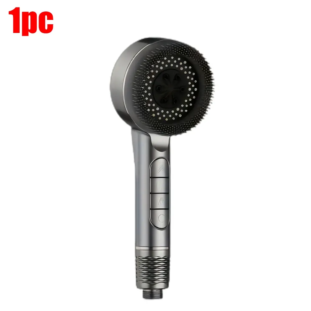 Pommeau de douche autonettoyant 4 modes avec brosse en silicone, arrêt une touche et filtre haute pression en ABS 27