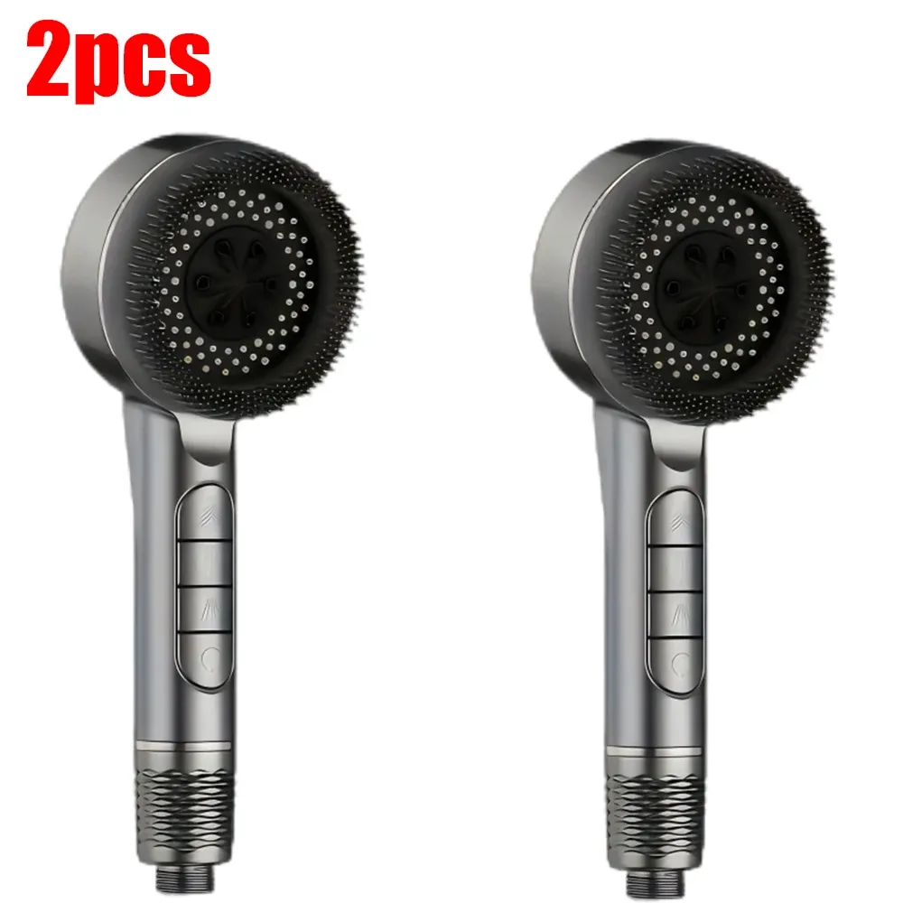 Pommeau de douche autonettoyant 4 modes avec brosse en silicone, arrêt une touche et filtre haute pression en ABS 23
