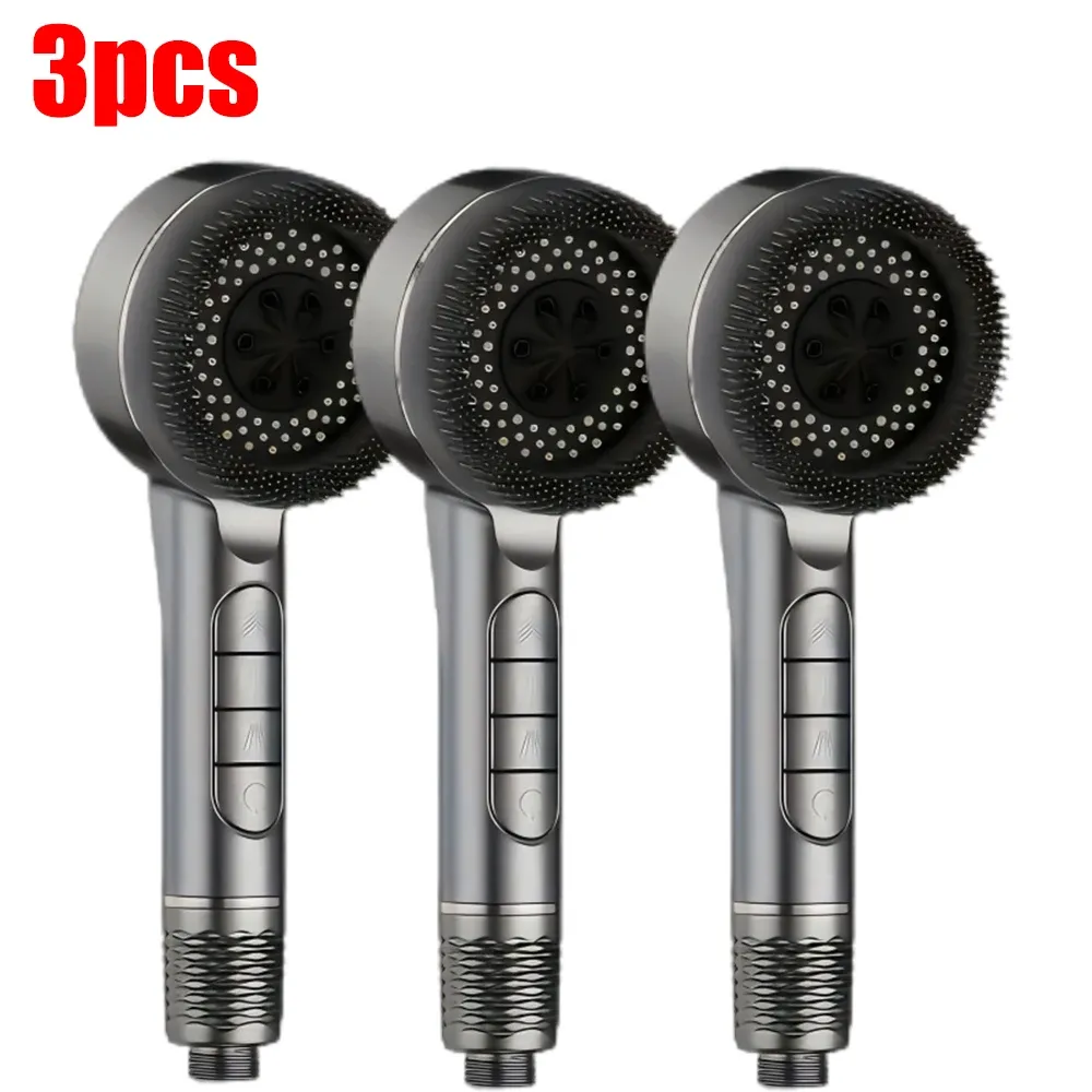 Pommeau de douche autonettoyant 4 modes avec brosse en silicone, arrêt une touche et filtre haute pression en ABS 22