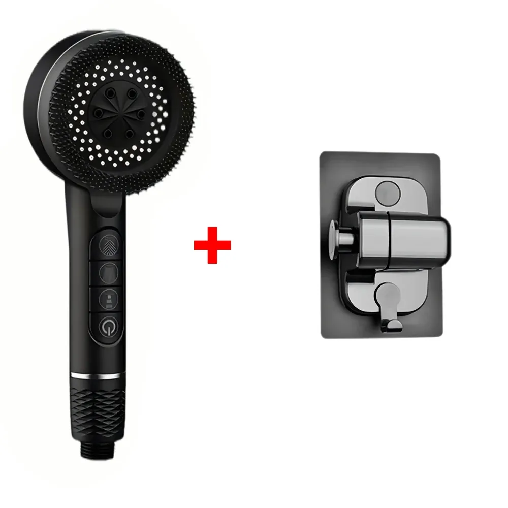 Pommeau de douche autonettoyant 4 modes avec brosse en silicone, arrêt une touche et filtre haute pression en ABS 20