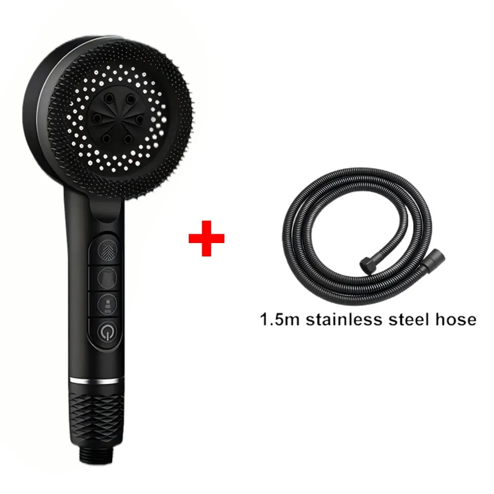 Pommeau de douche autonettoyant 4 modes avec brosse en silicone, arrêt une touche et filtre haute pression en ABS 16