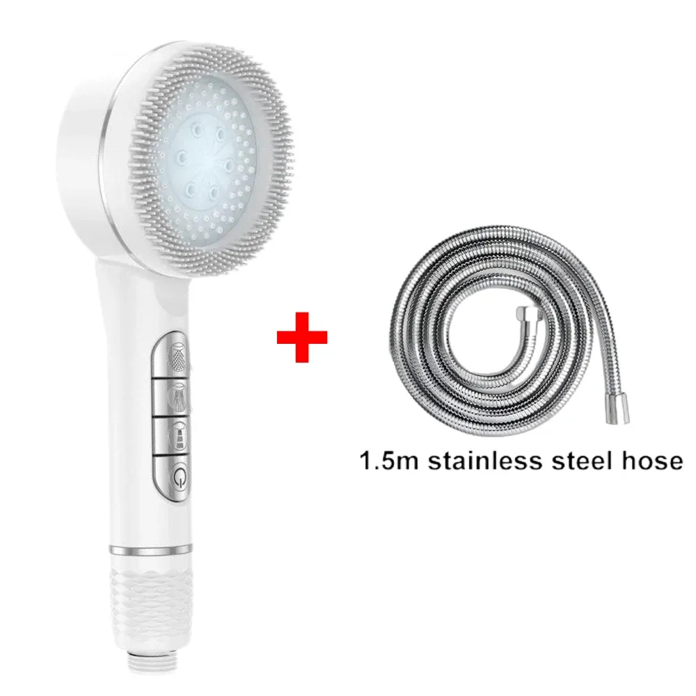 Pommeau de douche autonettoyant 4 modes avec brosse en silicone, arrêt une touche et filtre haute pression en ABS 14