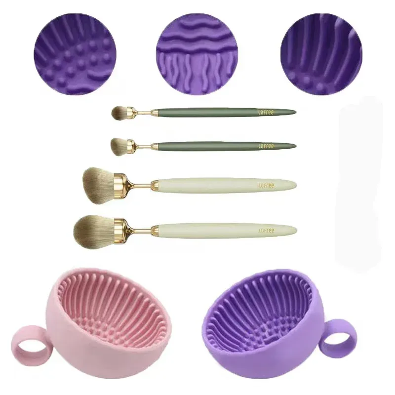 Nettoyeur de pinceaux de maquillage en silicone portable, bol de nettoyage avec filetage au fond pour un nettoyage en profondeur 5