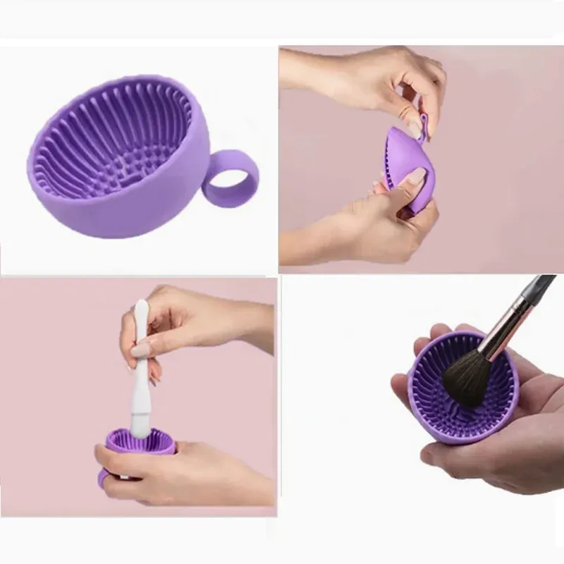 Pinceaux de maquillage propres après nettoyage