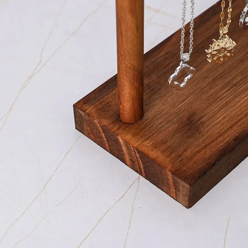 Présentoir organisateur de bijoux en bois massif, support de comptoir suspendu pour chaînes, boucles d'oreilles et bracelets, vitrine, support de rangement 5