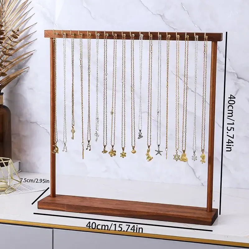 Présentoir organisateur de bijoux en bois massif, support de comptoir suspendu pour chaînes, boucles d'oreilles et bracelets, vitrine, support de rangement 9
