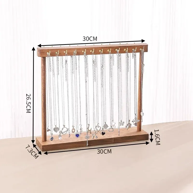 Présentoir organisateur de bijoux en bois massif, support de comptoir suspendu pour chaînes, boucles d'oreilles et bracelets, vitrine, support de rangement 8