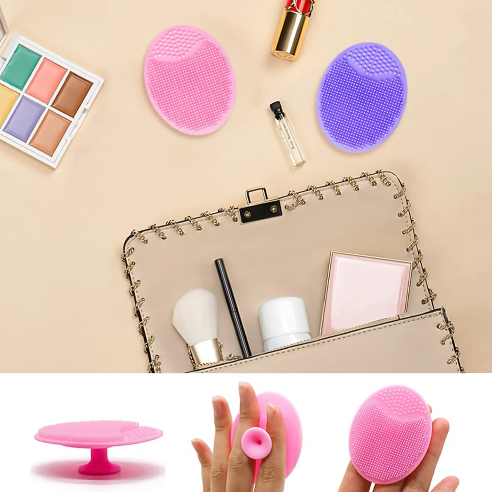 Brosse nettoyante en silicone, design compact