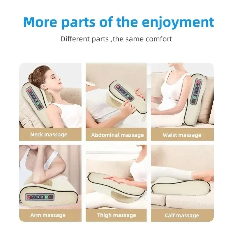 Masseur électrique pour le dos et le cou à chauffage infrarouge, oreiller de massage pour les épaules et les pieds, pétrissage profond pour la taille, les jambes et les épaules, mixte 5