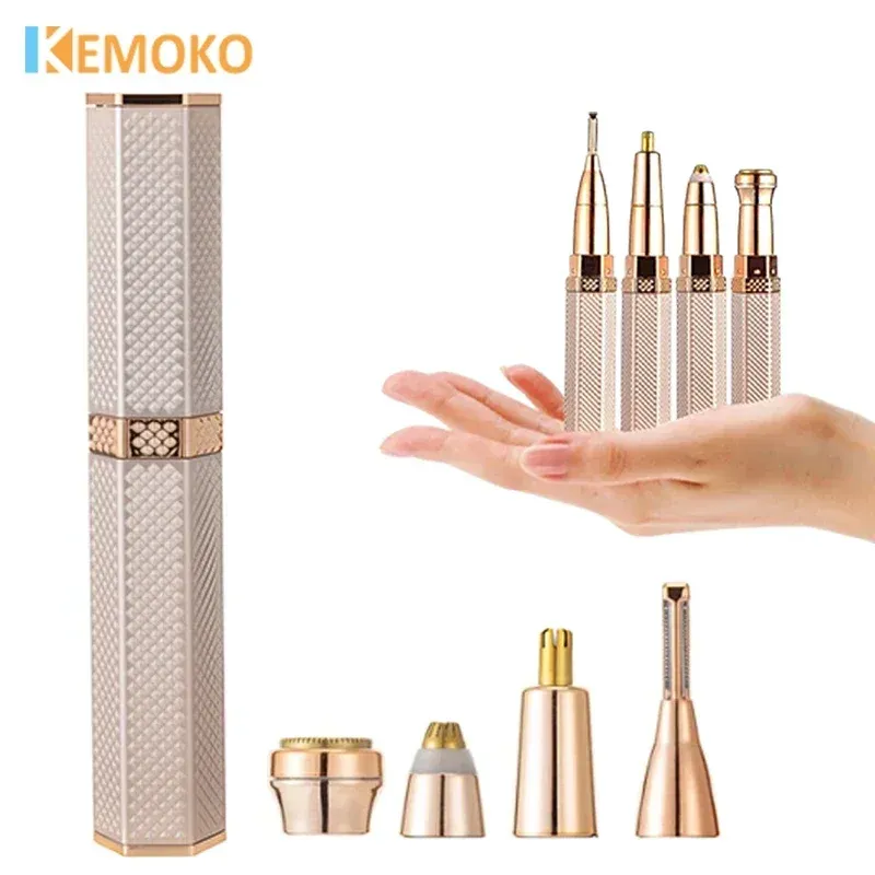 Rasoir électrique 4 en 1 pour femme : rasoir sourcils, épilateur corps rechargeable, indolore, zones sensibles et maillot - Image 1