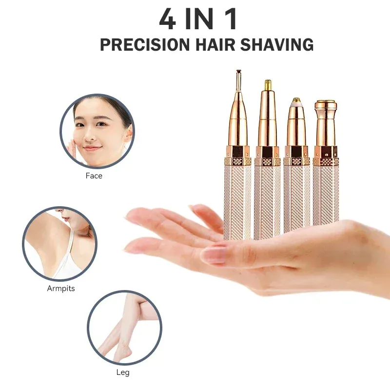 Rasoir électrique 4 en 1 pour femme : rasoir sourcils, épilateur corps rechargeable, indolore, zones sensibles et maillot 3