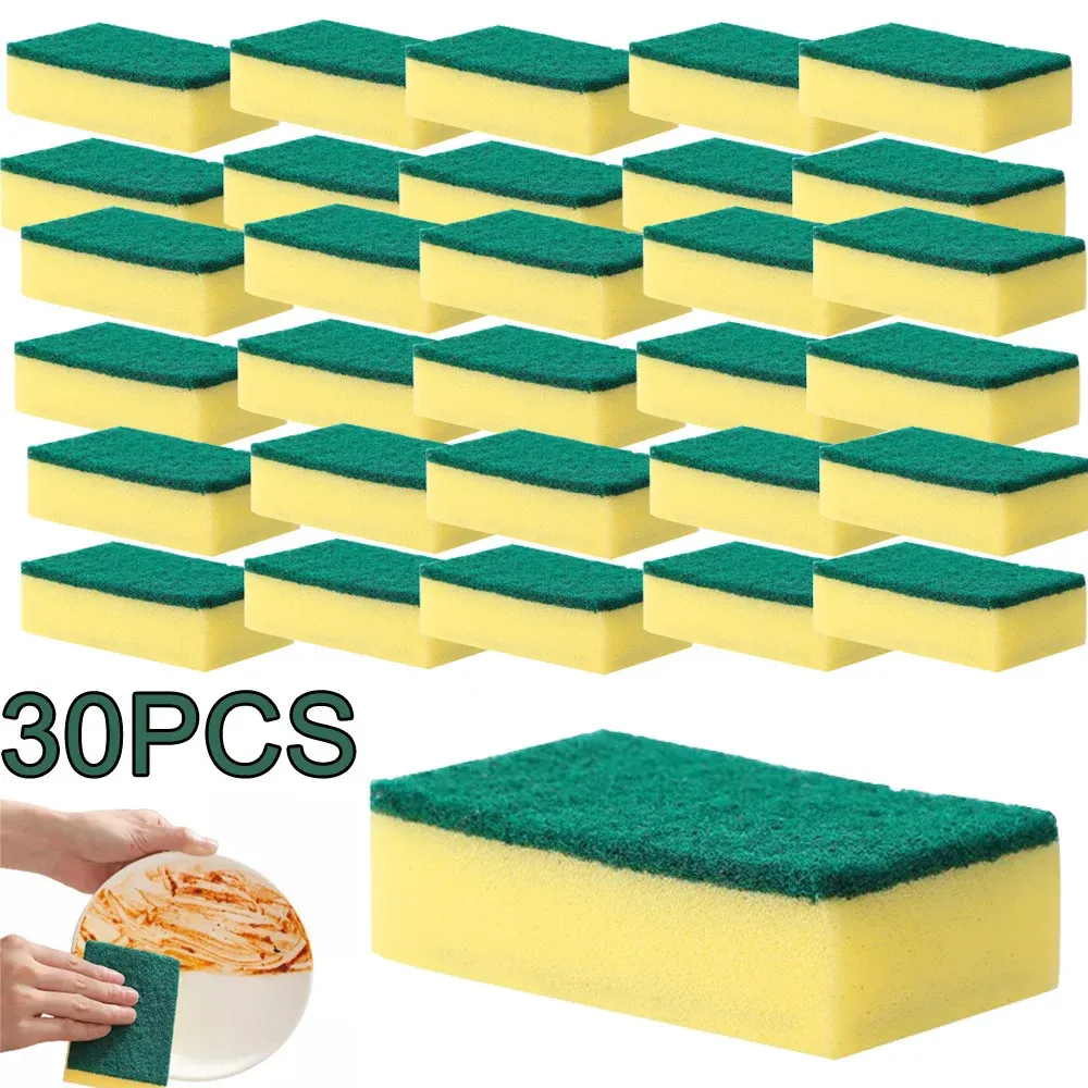 Éponges à vaisselle de cuisine, lot de 30, éponges magiques nettoyantes avec tampon récurant anti-rouille - Image 1