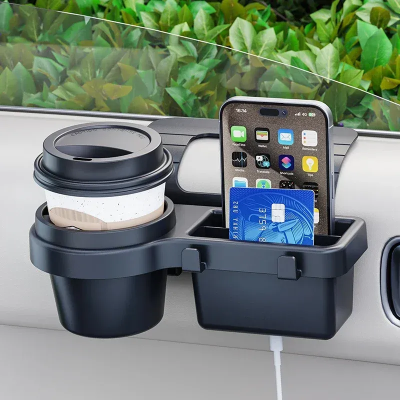 Porte-gobelet de voiture, support de téléphone, plateau de montage, rangement suspendu pour porte latérale et fenêtre, organisateur de rangement avec accessoires d'intérieur automobile 3