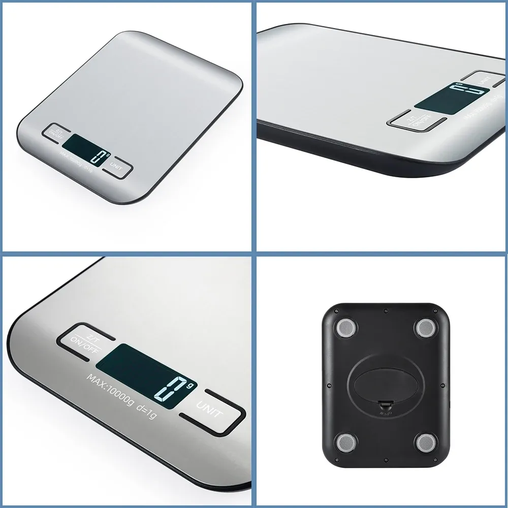 Balance de cuisine électronique en acier inoxydable avec écran LCD 4
