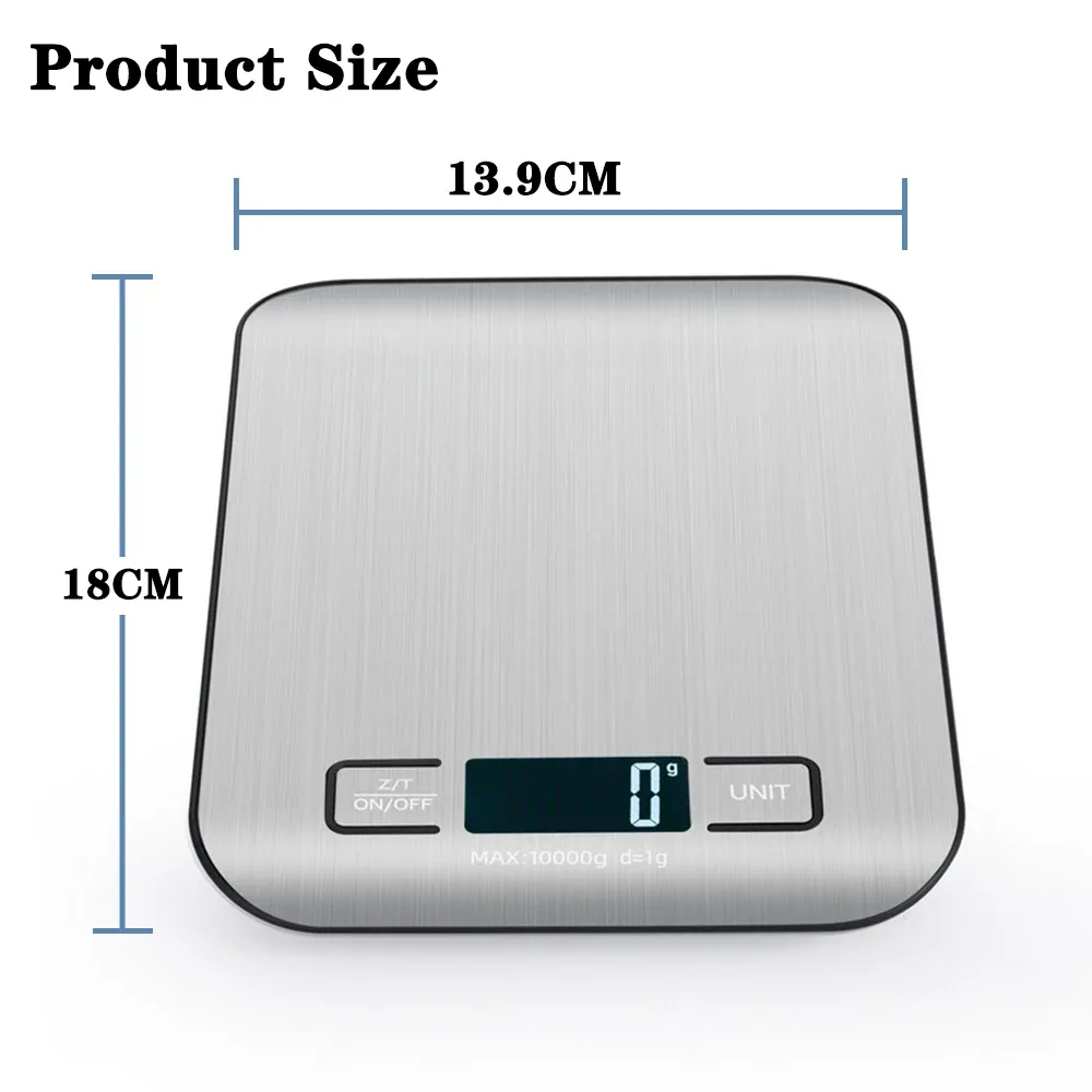 Balance de cuisine électronique en acier inoxydable avec écran LCD 6