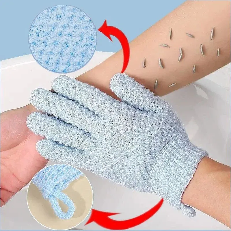 Gant de douche exfoliant à cinq doigts, vue de présentation