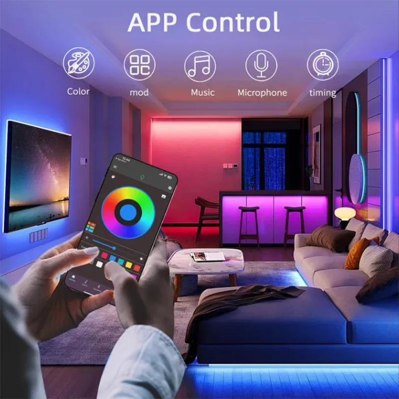 Bande LED néon USB RGB 1 m, 2 m, 3 m, 5 m, WiFi 5 V, compatible application Tuya / Smart Life et Alexa, éclairage décoratif pour gaming et maison 4