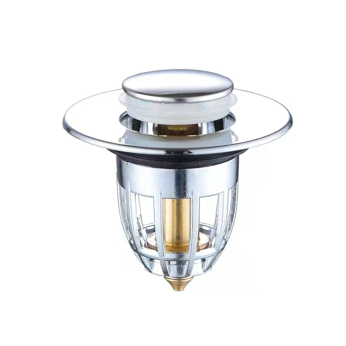Bouchon de vidange à bascule universel chromé avec filtre à cheveux pour lavabo, lot de 1, 2 ou 5 9