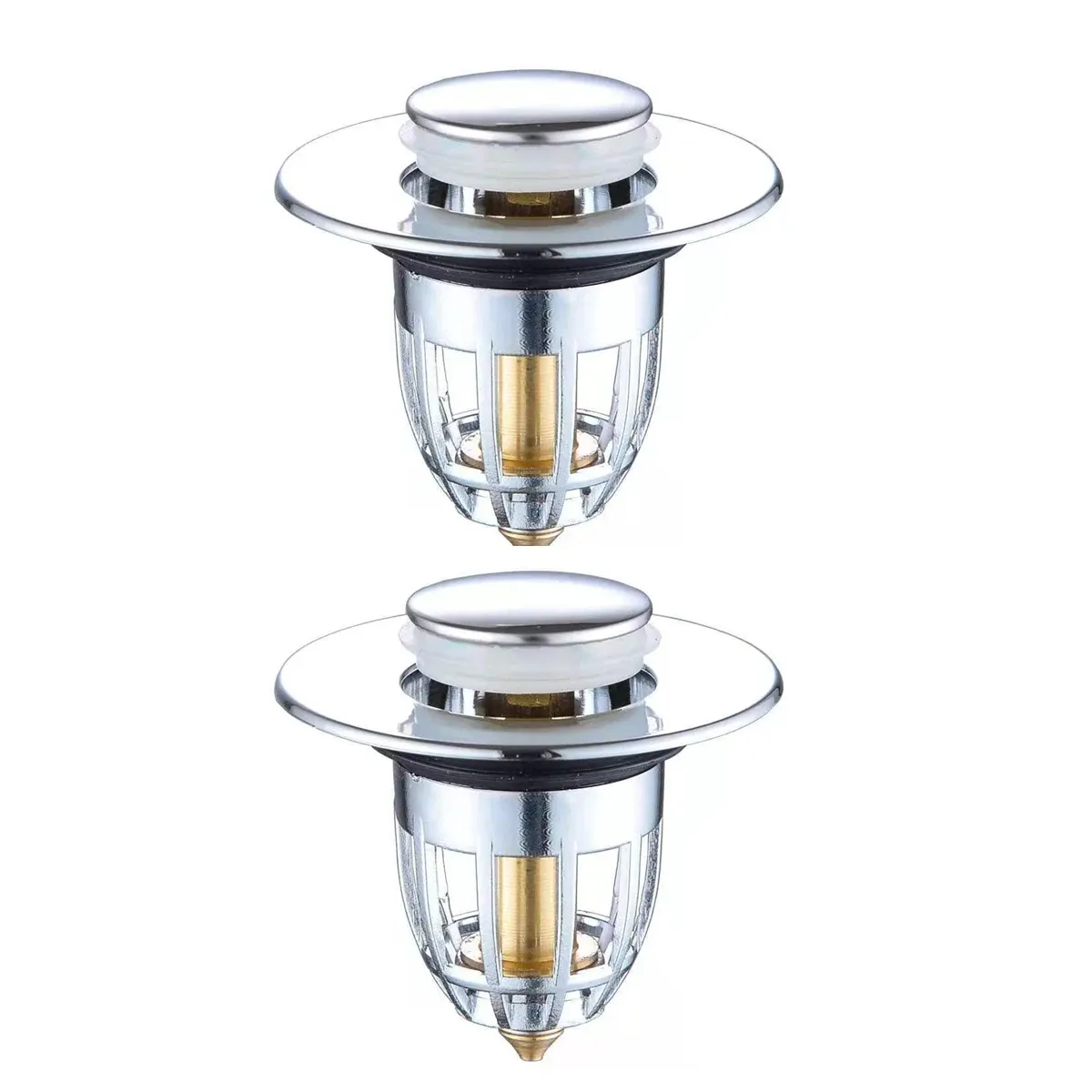 Bouchon de vidange à bascule universel chromé avec filtre à cheveux pour lavabo, lot de 1, 2 ou 5 7