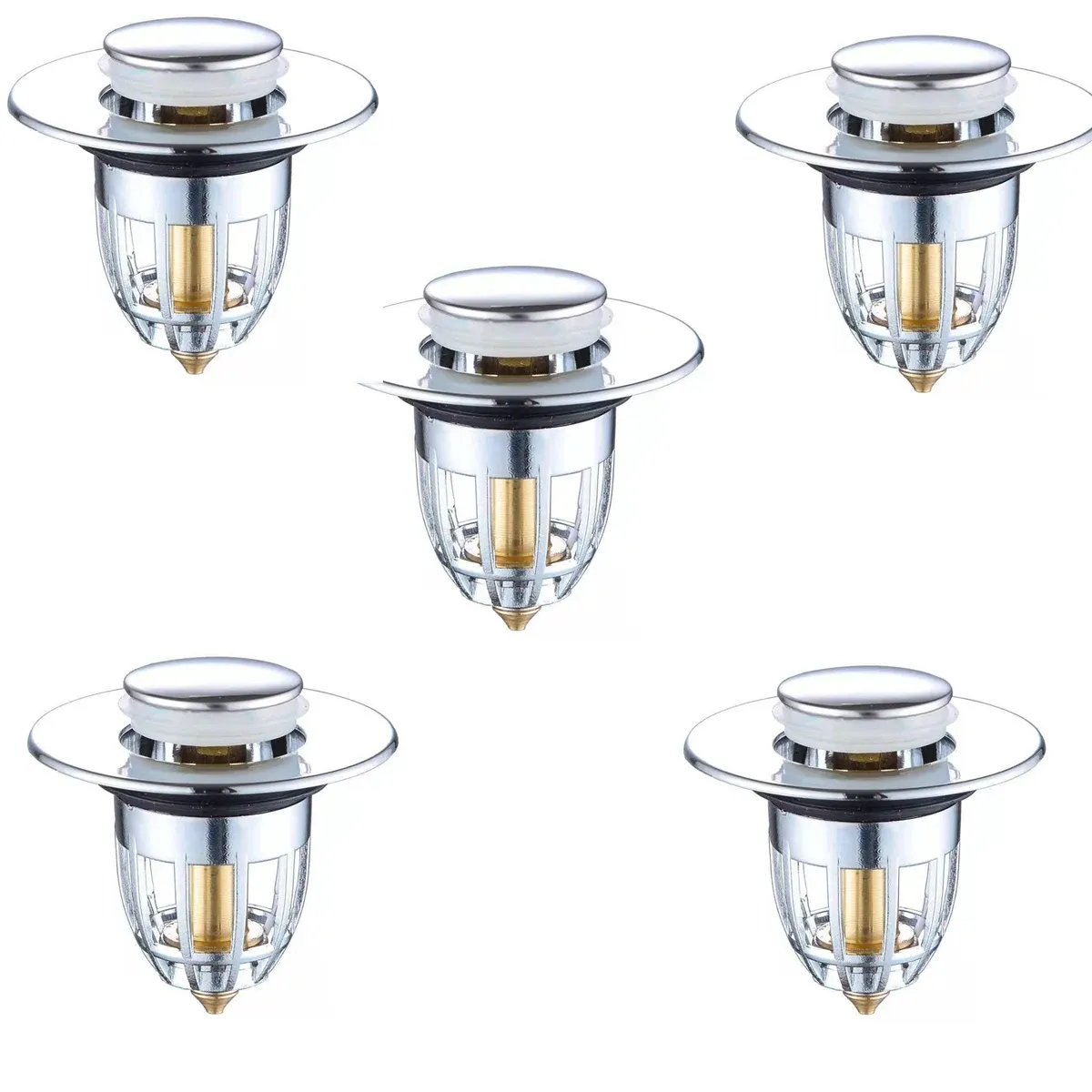 Bouchon de vidange à bascule universel chromé avec filtre à cheveux pour lavabo, lot de 1, 2 ou 5 8