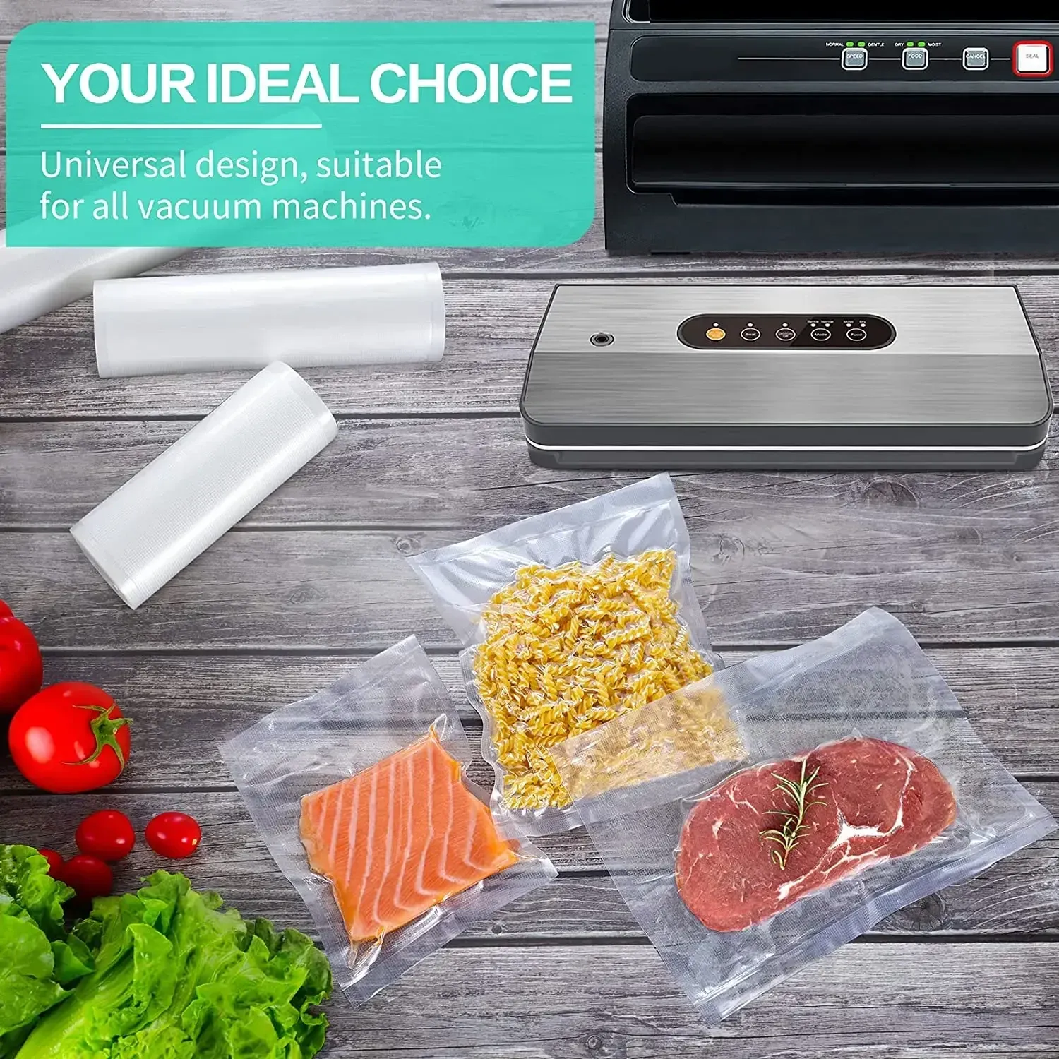 Rouleaux de sacs de mise sous vide pour la conservation des aliments, 12, 15, 20, 25 et 28 cm 6