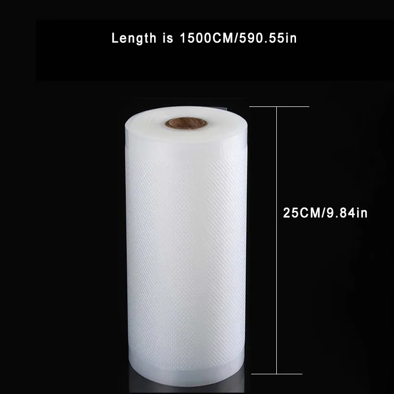 Rouleaux de sacs de mise sous vide pour la conservation des aliments, 12, 15, 20, 25 et 28 cm 14