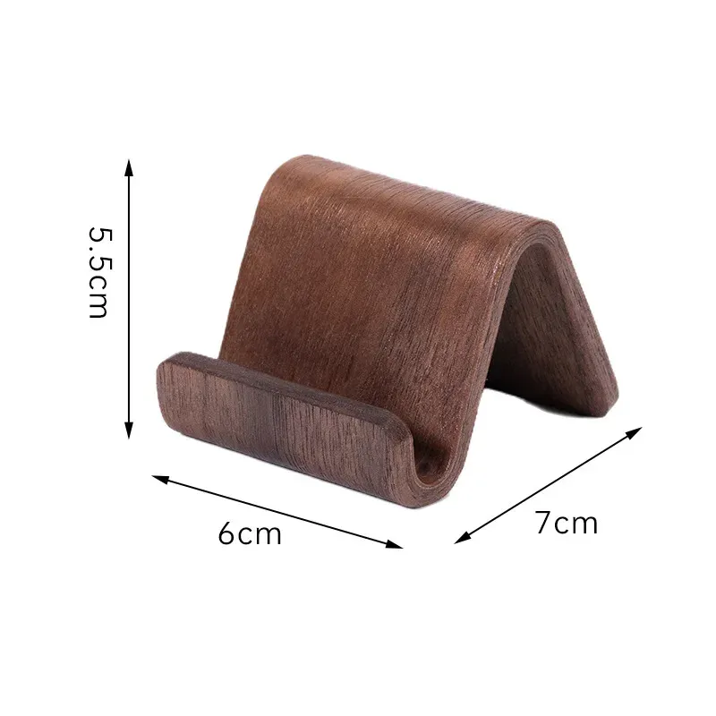 Support de téléphone en bois massif noir, design simple et créatif, avec présentoir de cartes de visite pour bureau et maison 7