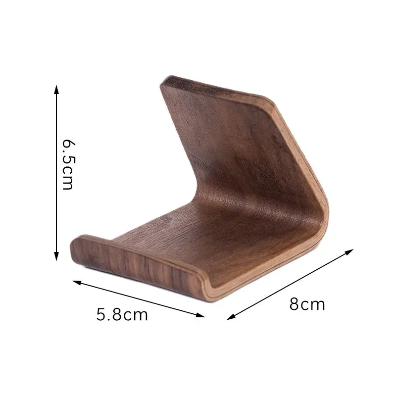 Support de téléphone en bois massif noir, design simple et créatif, avec présentoir de cartes de visite pour bureau et maison 8