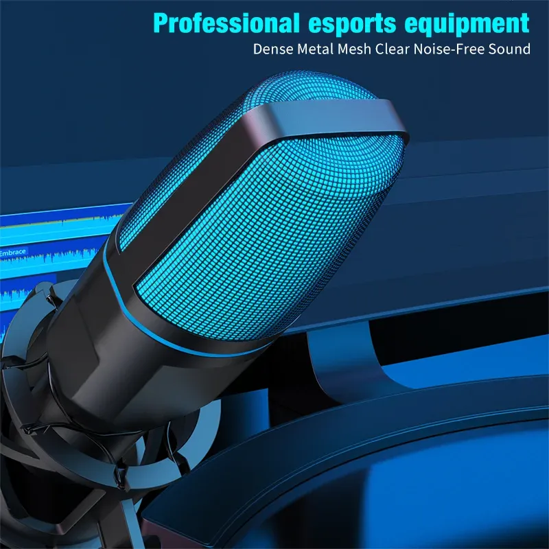 Microphone USB à condensateur RVB pour jeu, podcast et streaming, compatible ordinateur portable et de bureau 3
