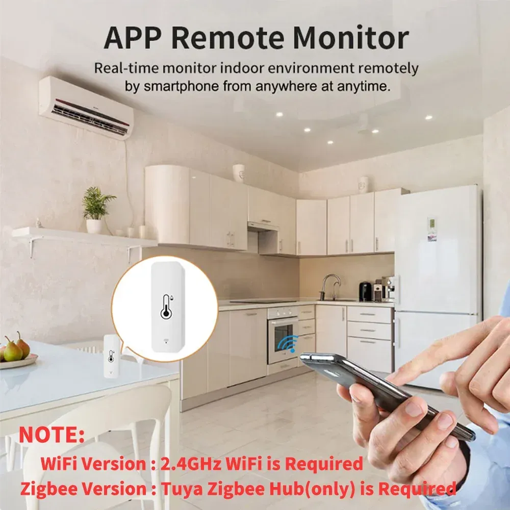 Capteur intelligent de température et d'humidité Tuya WiFi Zigbee, hygromètre d'intérieur avec suivi via application, compatible Google Home, SmartLife et Alexa 2