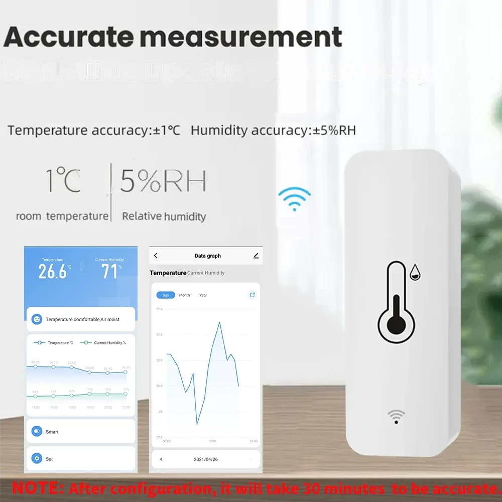 Capteur intelligent de température et d'humidité Tuya WiFi Zigbee, hygromètre d'intérieur avec suivi via application, compatible Google Home, SmartLife et Alexa 4