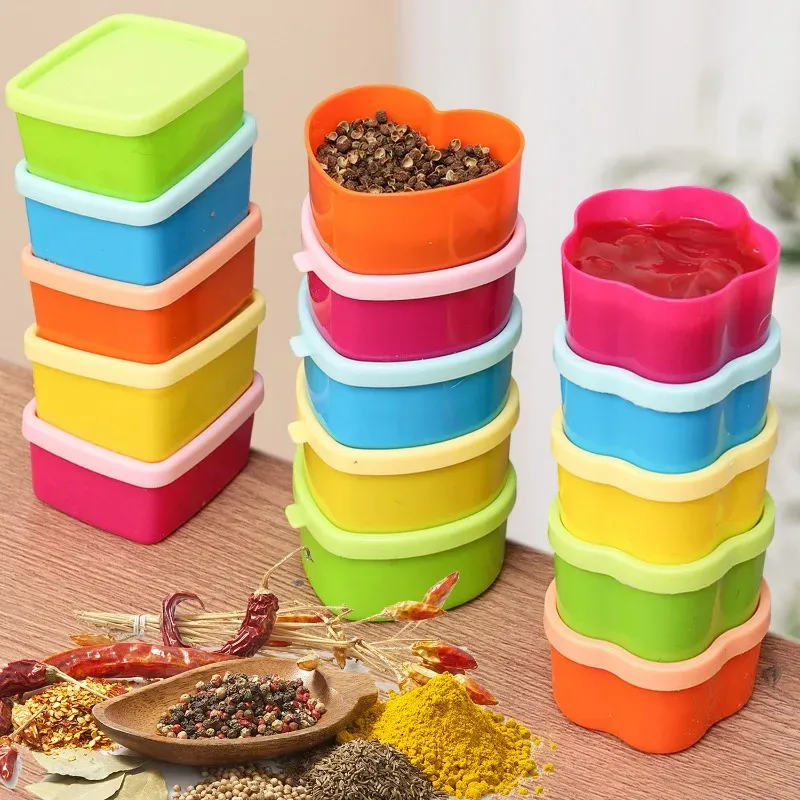Mini boîtes à sauce portables (lot de 5 à 10) pour pique-nique, bento et boîte à déjeuner, format pratique pour ketchup, vinaigrette et condiments 2