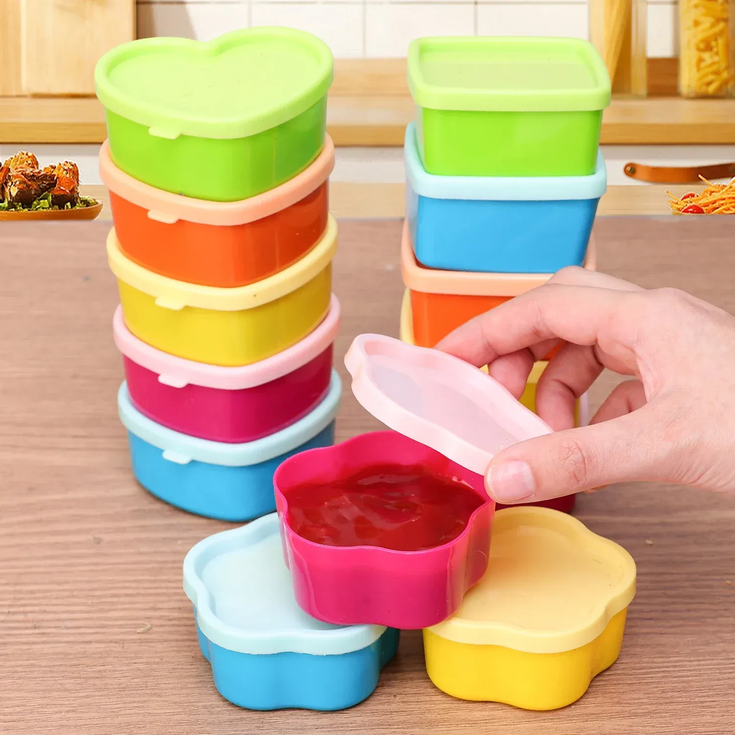 Détail des mini boîtes à sauce
