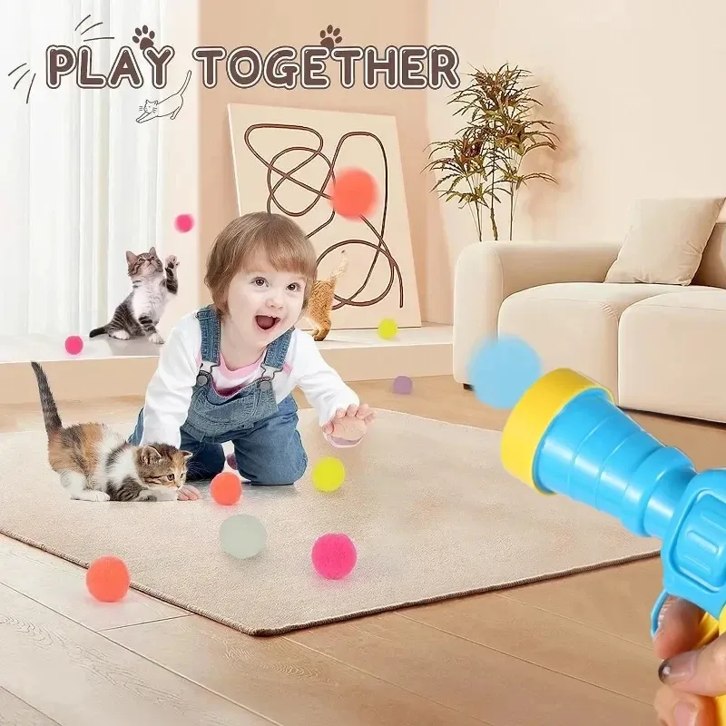 Jouet interactif pour chat : mini lanceur de balles en peluche extensible 6