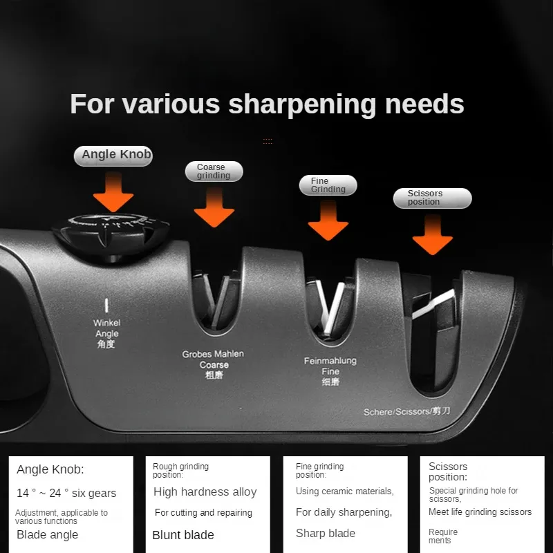 Affûteur de couteaux 5 en 1 à angle réglable pour cuisine, ciseaux professionnels, outils d'affûtage 2