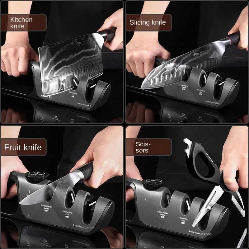 Affûteur de couteaux 5 en 1 à angle réglable pour cuisine, ciseaux professionnels, outils d'affûtage 4