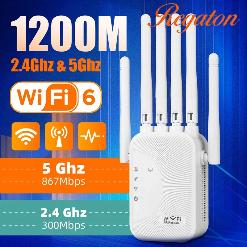 Répéteur WiFi double bande 5 GHz et 2,4 GHz 1200 Mbps, amplificateur de signal sans fil stable, installation facile pour la maison