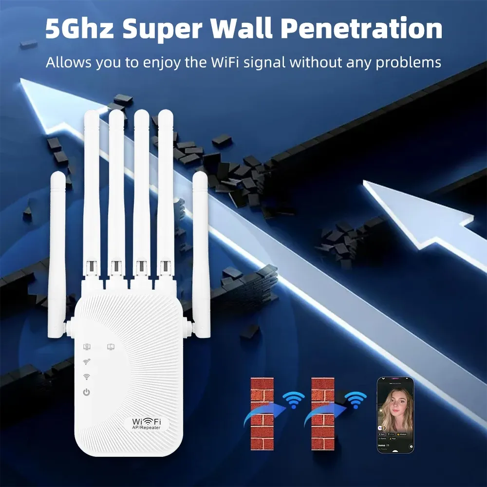 Répéteur WiFi double bande 5 GHz et 2,4 GHz 1200 Mbps, amplificateur de signal sans fil stable, installation facile pour la maison 2