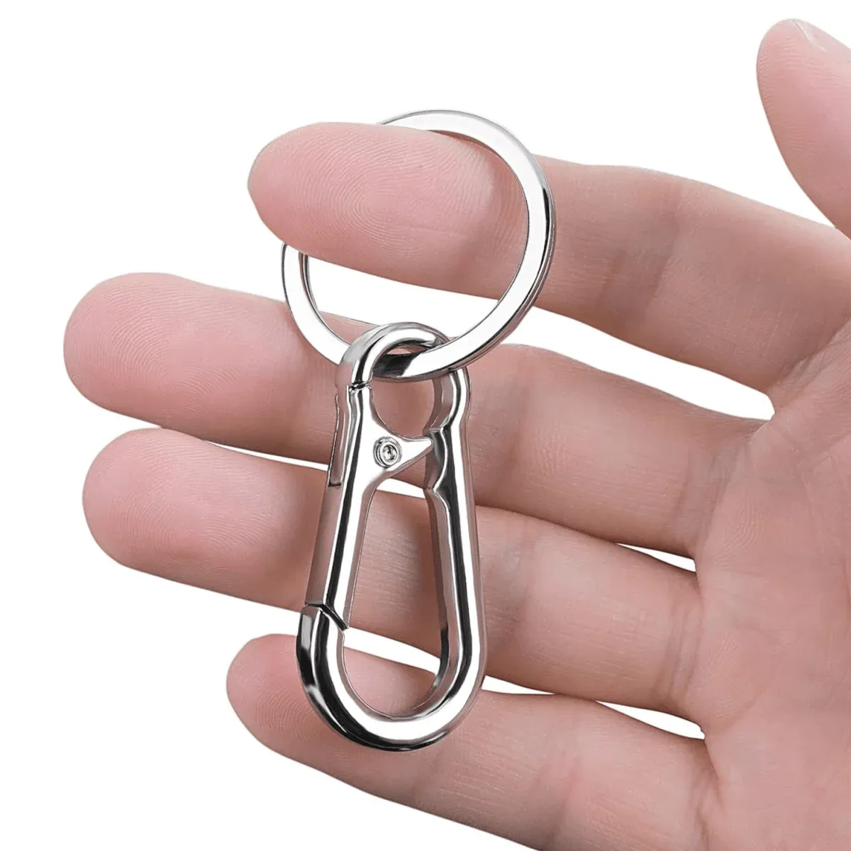 Lot de 4 porte-clés mousquetons en métal, anneaux de fixation pour clés de voiture 3