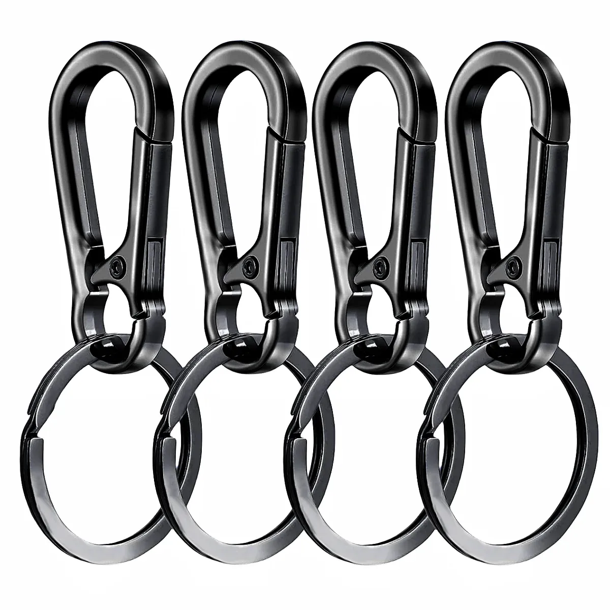 Lot de 4 porte-clés mousquetons en métal, anneaux de fixation pour clés de voiture 9