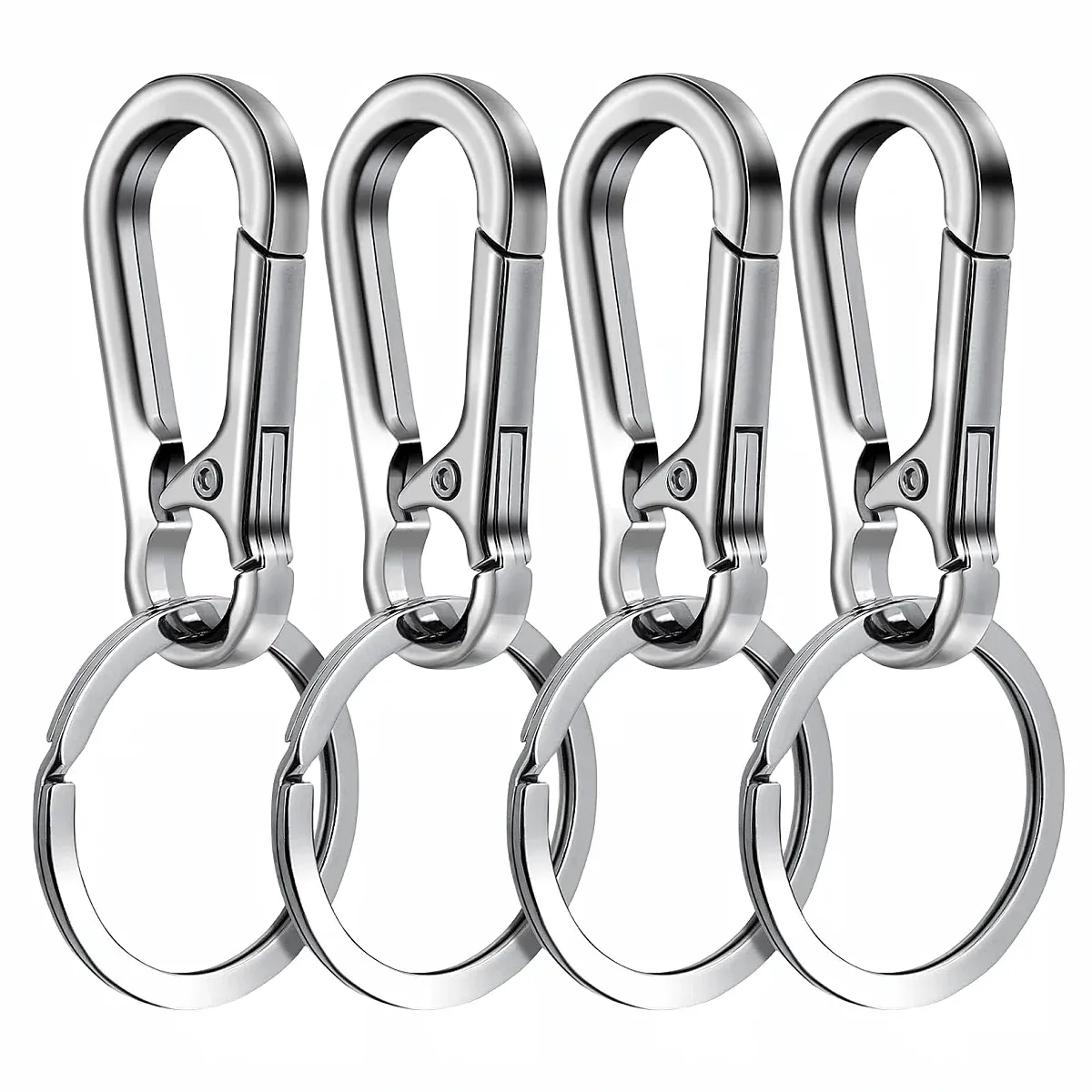 Lot de 4 porte-clés mousquetons en métal, anneaux de fixation pour clés de voiture 8