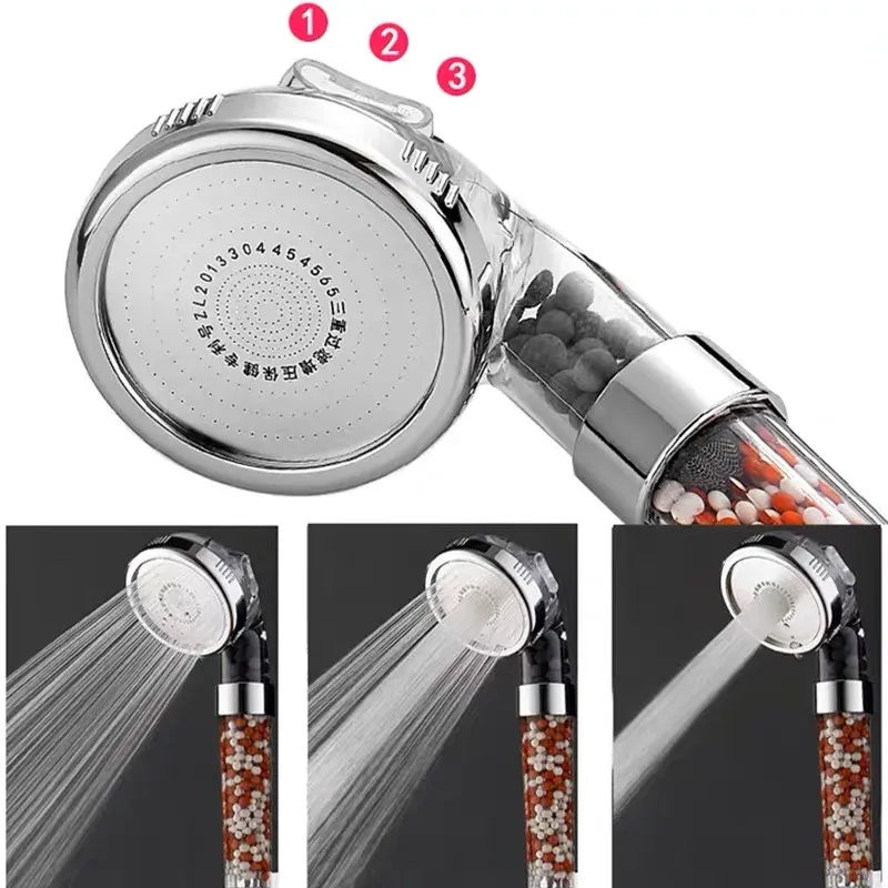 Zhangji – Pommeau de douche SPA haute pression à 3 fonctions, économie d'eau et filtre à anions 2